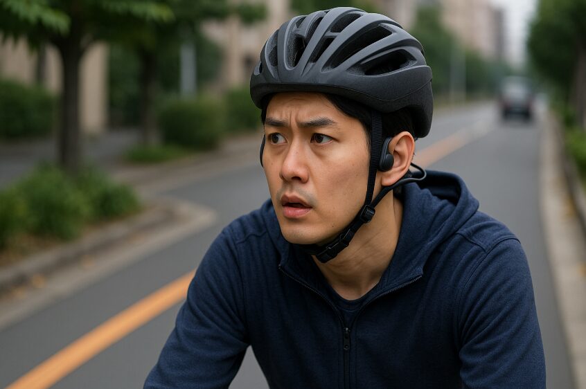 自転車での骨伝導イヤホン