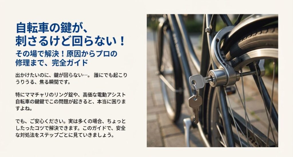 自転車の鍵が刺さるけど回らない