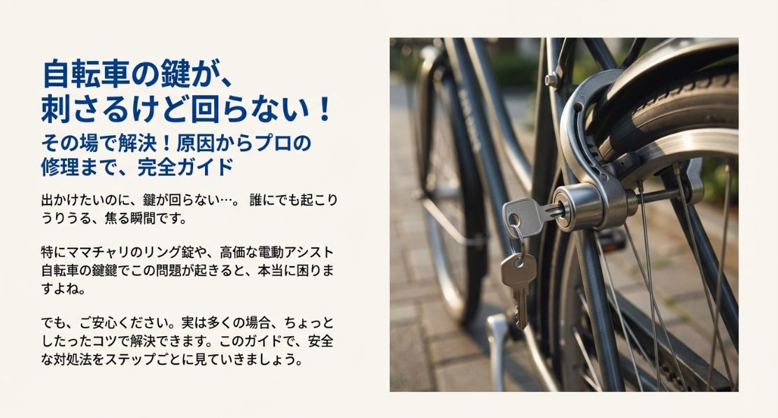 自転車の鍵が刺さるけど回らない
