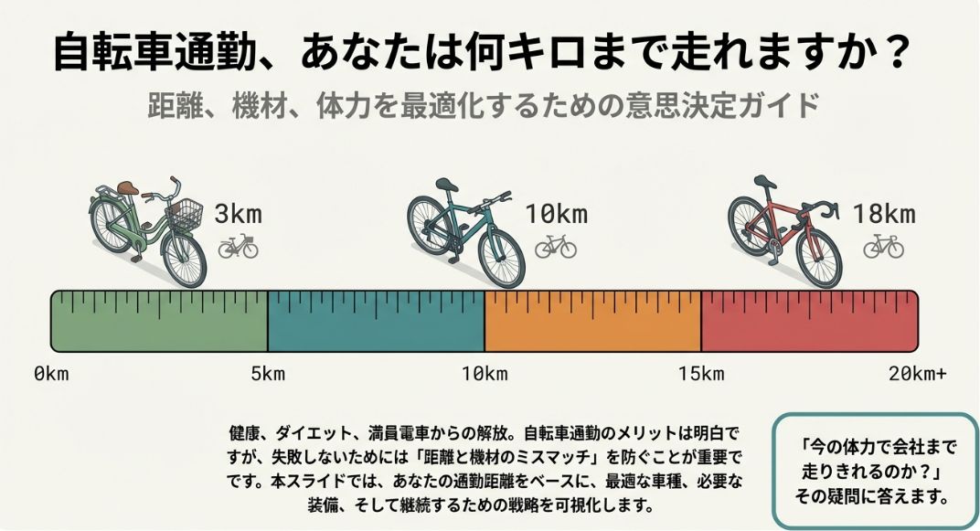 自転車通勤は何キロまで？